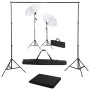 Fotostudio-Set mit Kulisse, Lampen und Regenschirm von vidaXL, Blitze und Studiobeleuchtung - Ref: Foro24-3055085, Preis: 122...