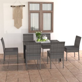 Juego de comedor para jardín 7 piezas ratán sintético gris de vidaXL, Conjuntos de jardín - Ref: Foro24-3065702, Precio: 460,...