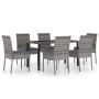 Garden dining set 7 pieces gray synthetic rattan by vidaXL, Garden sets - Ref: Foro24-3065702, Price: 460,14 €, Discount: %