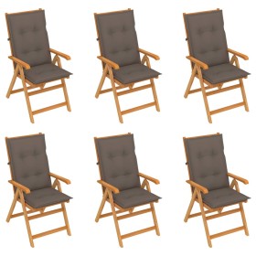 Garden chairs 6 pcs solid teak wood with taupe gray cushions by vidaXL, Garden chairs - Ref: Foro24-3065583, Price: 697,99 €,...