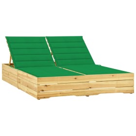 Double lounger and green impregnated pine wood cushions by vidaXL, Loungers - Ref: Foro24-3065974, Price: 320,61 €, Discount: %