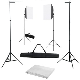 Fotostudio-Set mit Softbox-Lichtern und Hintergrund von vidaXL, Blitze und Studiobeleuchtung - Ref: Foro24-3055056, Preis: 15...