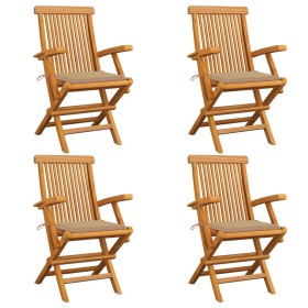 Garden chairs 4 pcs solid teak wood with beige cushions by vidaXL, Garden chairs - Ref: Foro24-3065620, Price: 339,85 €, Disc...