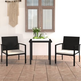 Conjunto de comedor de jardín 3 piezas ratán sintético negro de vidaXL, Conjuntos de jardín - Ref: Foro24-3065705, Precio: 16...