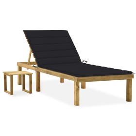 Garden lounger with impregnated pine wood table and cushion by vidaXL, Loungers - Ref: Foro24-3065841, Price: 128,61 €, Disco...