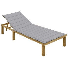 Lounger with gray impregnated pinewood cushion by vidaXL, Loungers - Ref: Foro24-3065820, Price: 124,93 €, Discount: %