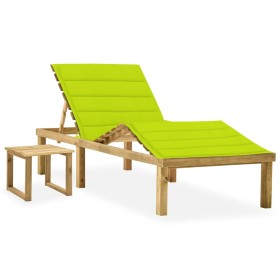 Gartenliege mit Tisch und Kissen aus imprägniertem Kiefernholz von vidaXL, Liegen - Ref: Foro24-3065875, Preis: 132,13 €, Rab...