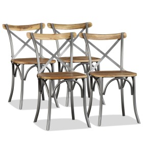 Dining chairs 4 pcs. mango wood cross steel backrest by vidaXL, dining chairs - Ref: Foro24-274882, Price: 547,75 €, Discount: %