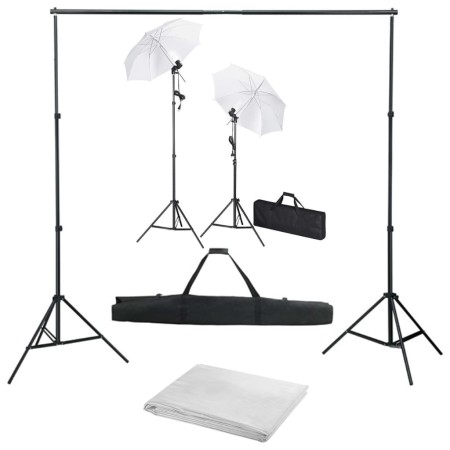 Fotostudio-Set mit Hintergrund, Lampen und Regenschirm von vidaXL, Blitze und Studiobeleuchtung - Ref: Foro24-3055089, Preis:...