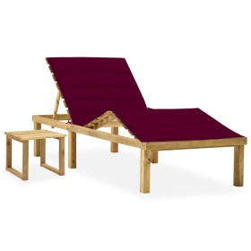 Garden lounger with impregnated pine wood table and cushion by vidaXL, Loungers - Ref: Foro24-3065873, Price: 119,99 €, Disco...