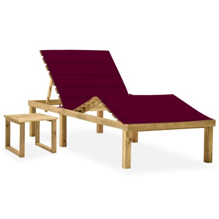 Gartenliege mit Tisch und Kissen aus imprägniertem Kiefernholz von vidaXL, Liegen - Ref: Foro24-3065873, Preis: 119,03 €, Rab...