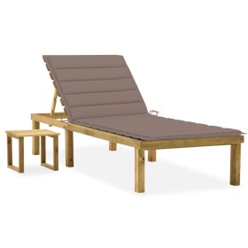 Garden lounger with impregnated pine wood table and cushion by vidaXL, Loungers - Ref: Foro24-3065842, Price: 130,11 €, Disco...