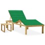 Tumbona de jardín con mesa y cojín de madera de pino impregnada de vidaXL, Tumbonas - Ref: Foro24-3065869, Precio: 133,08 €, ...