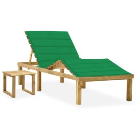 Gartenliege mit Tisch und Kissen aus imprägniertem Kiefernholz von vidaXL, Liegen - Ref: Foro24-3065869, Preis: 133,17 €, Rab...