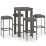 Garden bar furniture set, 5 pieces, with gray synthetic rattan cushions. by vidaXL, Garden sets - Ref: Foro24-3064779, Price:...