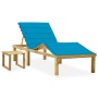 Tumbona de jardín con mesa y cojín de madera de pino impregnada de vidaXL, Tumbonas - Ref: Foro24-3065868, Precio: 132,10 €, ...