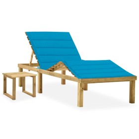 Garden lounger with impregnated pine wood table and cushion by vidaXL, Loungers - Ref: Foro24-3065868, Price: 132,99 €, Disco...