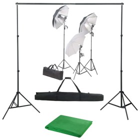 Fotostudio-Set mit Lichtset und Hintergrund von vidaXL, Blitze und Studiobeleuchtung - Ref: Foro24-3055123, Preis: 180,42 €, ...