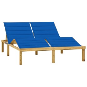 Double lounger and royal blue impregnated pine wood cushions by vidaXL, Loungers - Ref: Foro24-3065904, Price: 224,75 €, Disc...