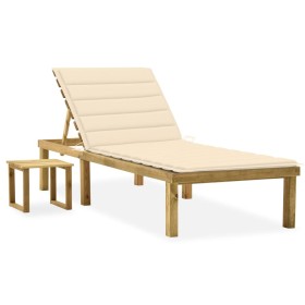 Garden lounger with impregnated pine wood table and cushion by vidaXL, Loungers - Ref: Foro24-3065836, Price: 126,22 €, Disco...