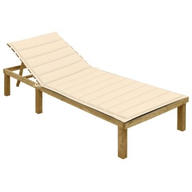 Tumbona con cojín crema madera de pino impregnada de vidaXL, Tumbonas - Ref: Foro24-3065821, Precio: 120,14 €, Descuento: %