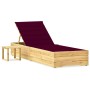 Tumbona de jardín con mesa y cojín de madera de pino impregnada de vidaXL, Tumbonas - Ref: Foro24-3065933, Precio: 136,58 €, ...