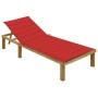 Lounger with red cushion impregnated pine wood by vidaXL, Loungers - Ref: Foro24-3065825, Price: 114,45 €, Discount: %