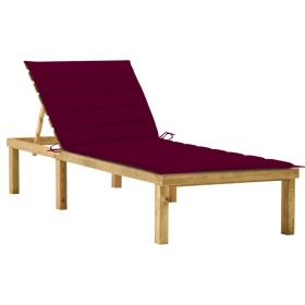 Lounger with a wine red cushion made of treated pine wood by vidaXL, Loungers - Ref: Foro24-3065858, Price: 112,99 €, Discoun...