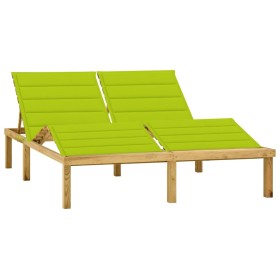 Tumbona doble y cojines verde brillante madera pino impregnada de vidaXL, Tumbonas - Ref: Foro24-3065905, Precio: 209,99 €, D...