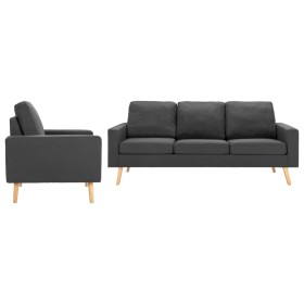 Zweiteilige Sofagarnitur aus dunkelgrauem Stoff von vidaXL, Sofas - Ref: Foro24-3056625, Preis: 539,53 €, Rabatt: %