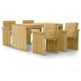 5-piece garden dining table with impregnated pine wood cushions by vidaXL, Garden sets - Ref: Foro24-3065719, Price: 448,99 €...