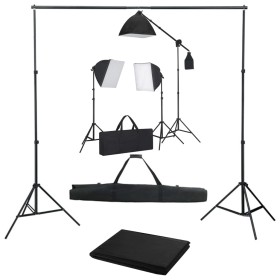 Photo studio kit with softbox spotlights and backdrop by vidaXL, Flashes and studio lighting - Ref: Foro24-3055076, Price: 26...