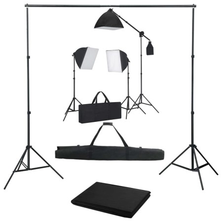 Fotostudio-Set mit Softbox-Scheinwerfern und Hintergrund von vidaXL, Blitze und Studiobeleuchtung - Ref: Foro24-3055076, Prei...