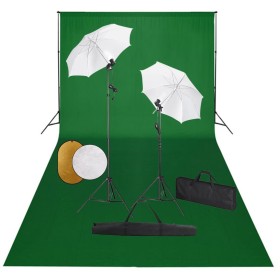 Photo studio kit, lamps, umbrellas, background and reflector by vidaXL, Flashes and studio lighting - Ref: Foro24-3067076, Pr...