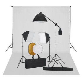 Fotostudio-Set mit Softbox-Lichtern, Hintergrund und Reflektor von vidaXL, Blitze und Studiobeleuchtung - Ref: Foro24-3067066...