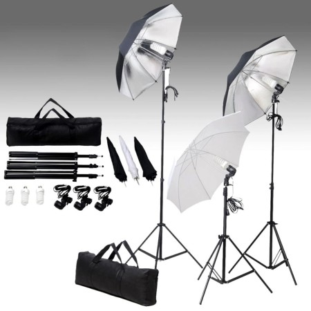 Photography studio kit with lighting set and background by vidaXL, Flashes and studio lighting - Ref: Foro24-3055125, Price: ...