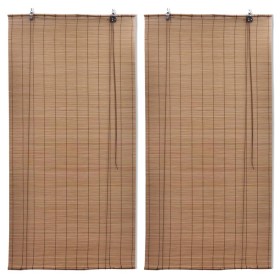 Bamboo roller blind 2 units brown 100x160 cm by vidaXL, Blinds and blinds - Ref: Foro24-3057519, Price: 41,47 €, Discount: %