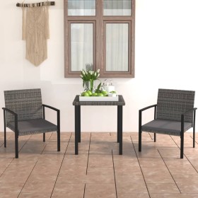 3-teiliges graues Garten-Ess-Set aus synthetischem Rattan von vidaXL, Gartensets - Ref: Foro24-3065711, Preis: 157,99 €, Raba...