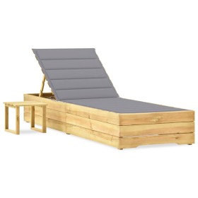 Gartenliege mit Tisch und Kissen aus imprägniertem Kiefernholz von vidaXL, Liegen - Ref: Foro24-3065925, Preis: 149,99 €, Rab...