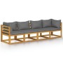 3-seater garden sofa with solid acacia wood cushion by vidaXL, Garden sets - Ref: Foro24-3057608, Price: 460,41 €, Discount: %