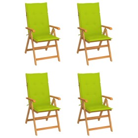 Garden chairs 4 pcs teak wood and bright green cushions by vidaXL, Garden chairs - Ref: Foro24-3065541, Price: 424,99 €, Disc...