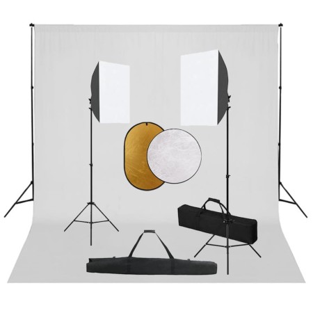 Fotostudio-Set mit Softbox-Lichtern, Hintergrund und Reflektor von vidaXL, Blitze und Studiobeleuchtung - Ref: Foro24-3067053...