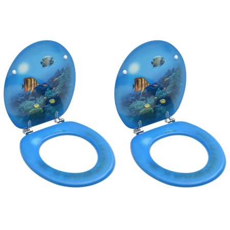 Toilet seats with lid 2 pcs MDF design underwater background by vidaXL, Toilet and bidet seats - Ref: Foro24-3056408, Price: ...