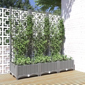 Planter with trellis PP light gray 120x40x121.5 cm by vidaXL, Pots and planters - Ref: Foro24-153273, Price: 73,99 €, Discoun...