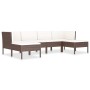 Set muebles de jardín 6 piezas y cojines ratán sintético marrón de vidaXL, Conjuntos de jardín - Ref: Foro24-3056961, Precio:...