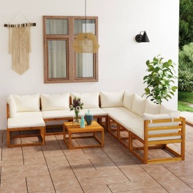 Garden furniture 9 pcs cream cushions solid acacia wood by vidaXL, Garden sets - Ref: Foro24-3057651, Price: 871,28 €, Discou...