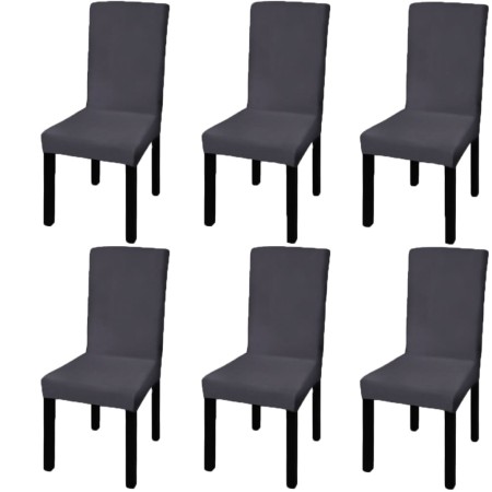 Straight elastic chair cover 6 units anthracite gray by vidaXL, Covers - Ref: Foro24-131422, Price: 22,20 €, Discount: %