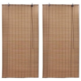 Bamboo roller blind 2 units brown 150x220 cm by vidaXL, Blinds and blinds - Ref: Foro24-3057521, Price: 69,79 €, Discount: %