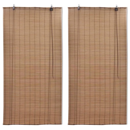 Bamboo roller blind 2 units brown 150x220 cm by vidaXL, Blinds and blinds - Ref: Foro24-3057521, Price: 69,79 €, Discount: %