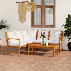 Garden furniture 4 pcs cream cushions solid acacia wood by vidaXL, Garden sets - Ref: Foro24-3057769, Price: 458,99 €, Discou...